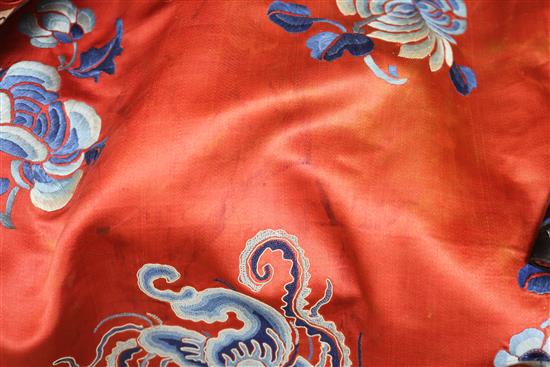 A red silk embroidered Chinese robe